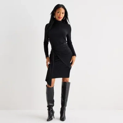 Bold Elements Womens Long Sleeve Wrap Dress In Black