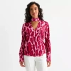 Bold Elements Womens Mock Neck Long Sleeve Wrap Shirt In Pink
