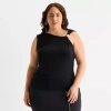 Bold Elements Womens Plus Asymmetrical Neck Sleeveless Blouse In Black