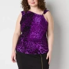 Bold Elements Womens Plus Asymmetrical Neck Sleeveless Blouse In Purple