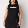 Bold Elements Womens Plus Crew Neck Sleeveless Blouse In Black