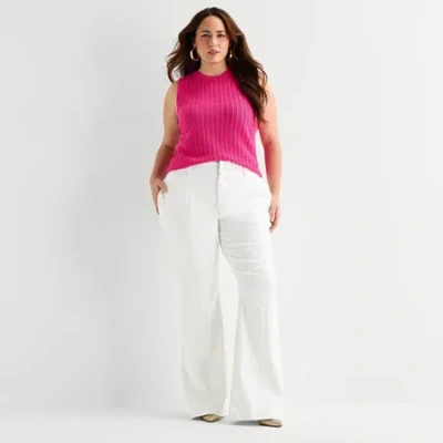 Bold Elements Womens Plus High Rise Flare Leg Jean In White