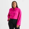 Bold Elements Womens Plus Lightweight Cropped Jacket In Pink