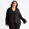 Bold Elements Womens Plus Long Sleeve Satin Blouse In Black