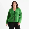 Bold Elements Womens Plus Long Sleeve Satin Blouse In Green