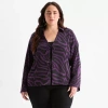 Bold Elements Womens Plus Long Sleeve Satin Blouse In Purple