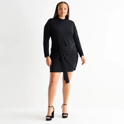 Bold Elements Womens Plus Long Sleeve Wrap Dress In Black