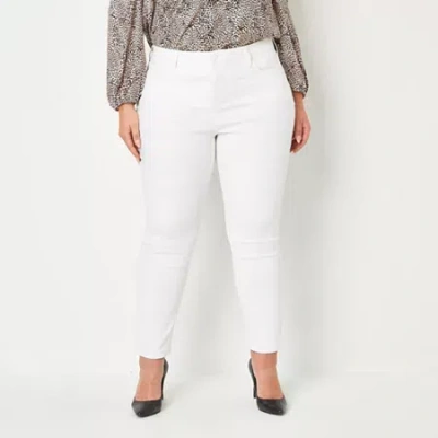 Bold Elements Womens Plus Mid Rise Skinny Fit Jean In White