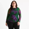 Bold Elements Womens Plus Round Neck Long Sleeve Blouse In Purple
