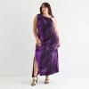 Bold Elements Womens Plus Sleeveless Animal Maxi Dress In Purple