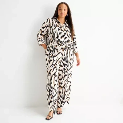 Bold Elements Womens Plus Wide Leg Pull-on Pant In Neutral