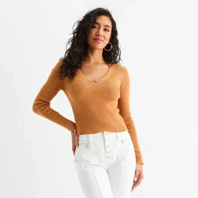 Bold Elements Womens Scoop Neck Long Sleeve Pullover Sweater In Brown