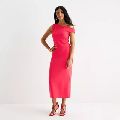Bold Elements Womens Short Sleeve Midi Casual Bodycon Dress In Red