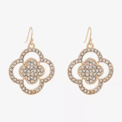 Bold Elements Womens Simulated Glass Clover Drop Earrings In Burgundy