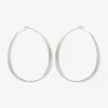 Bold Elements Womens Stainless Steel 53.3mm Hoop Earrings In Silver