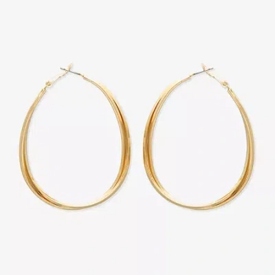 Bold Elements Womens Stainless Steel 53.3mm Hoop Earrings In Gold