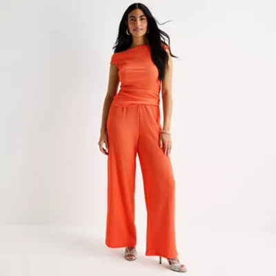 Bold Elements Womens Straight Mid Rise Pull-on Pant In Orange