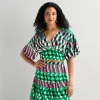 Bold Elements Womens V Neck Elbow Sleeve Blouse In Multi