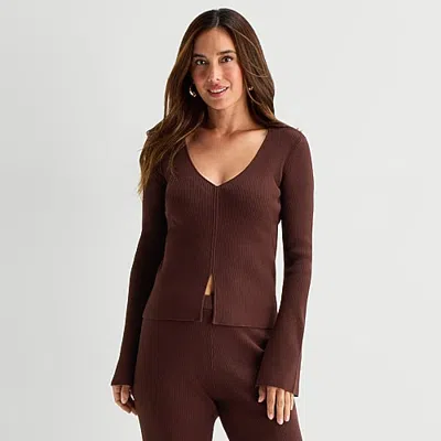 Bold Elements Womens V Neck Long Sleeve Pullover Sweater In Black