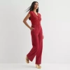 Bold Elements Womens Wide Leg Mid Rise Trouser In Red
