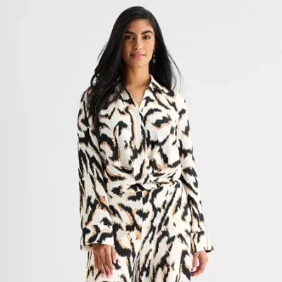 Bold Elements Womens Y Neck Long Sleeve Blouse In Multi