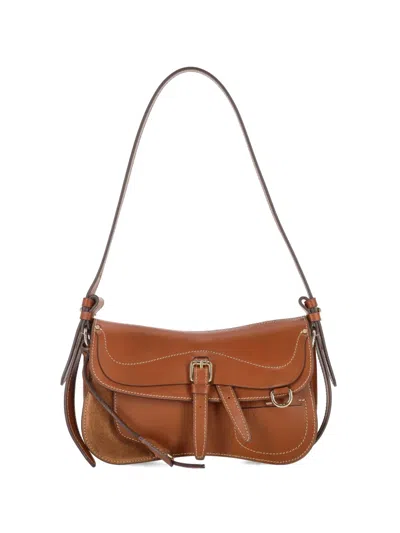 Boldrini Buckle-fastening Contrast-stitch Shoulder Bag In Brown