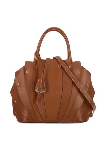 Boldrini Fan-panelled Leather Tote Bag In Brown
