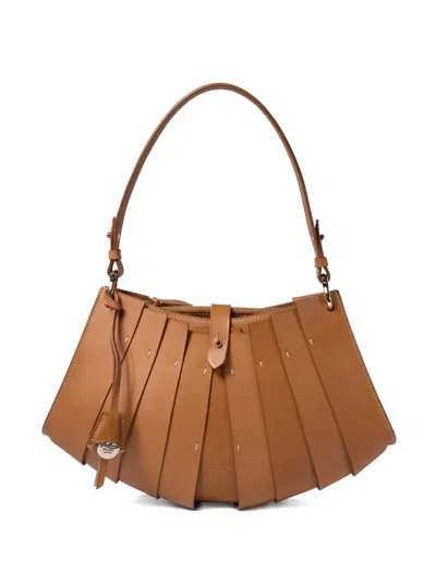Boldrini Pleated Leather Shoulder Bag In Brown