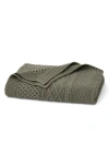 Boll & Branch Aran Cable Organic Cotton Knit Throw Blanket In Green