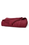 Boll & Branch Aran Cable Organic Cotton Throw Blanket In Red
