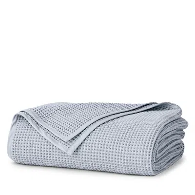 Boll & Branch Cotton Waffle Knit Bed Blanket, Full/queen In Blue
