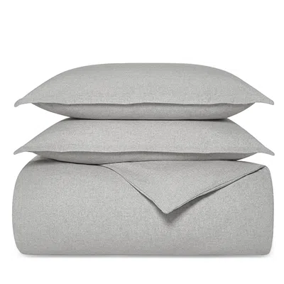 Boll & Branch Flannel Heathered Duvet Set, Full/queen In Heathered Grey