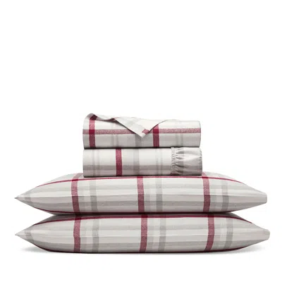 Boll & Branch Flannel Heathered Plaid Pillowcase Set, Standard In Burgundy