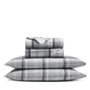 Boll & Branch Flannel Heathered Plaid Sheet Set, King In Gray