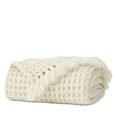 Boll & Branch Grand Waffle Merino Wool Throw Blanket In White