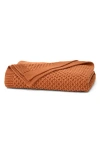 Boll & Branch Honeycomb Knit Throw Blanket In Orange