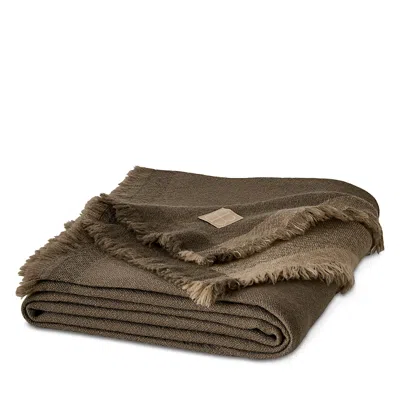 Boll & Branch Lave Wool Plaid Throw Blanket In Brown