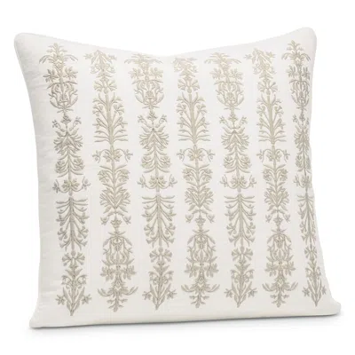 Boll & Branch Linen Floral Reed Decorative Pillow With Insert, 20 X 20 In White