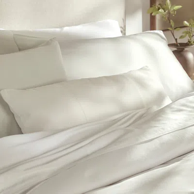 Boll & Branch Linen Velvet Paneled Decorative Pillow With Insert In White