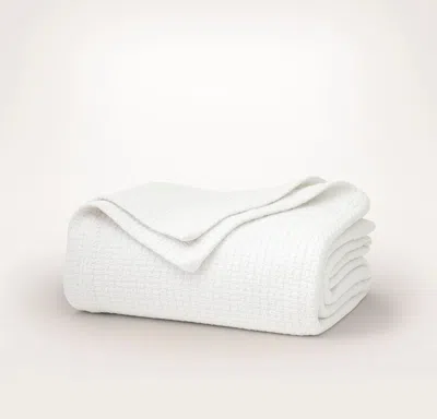 Boll & Branch Modern Crochet Bed Blanket In White
