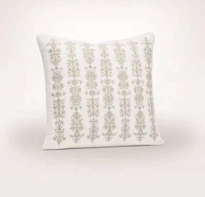Boll & Branch Linen Floral Reed Pillow Cover (20x20) In White/oak