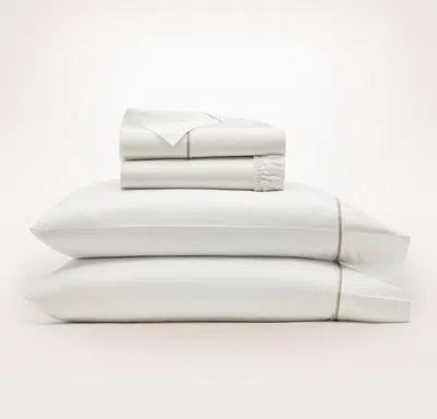 Boll & Branch Organic Signature Embellished Sheet Set In White/oak Embroidered