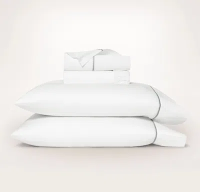 Boll & Branch Organic Signature Embroidered Sheet Set In White/shore