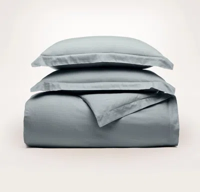 Boll & Branch Organic Signature Hemmed Duvet Set In Bluestone