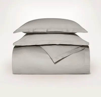 Boll & Branch Organic Signature Hemmed Duvet Set In Pewter