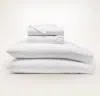 Boll & Branch Organic Signature Hemmed Sheet Set In White Textured Stripe