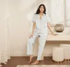 Boll & Branch Signature Short Sleeve & Pants Pajama Set In Sky