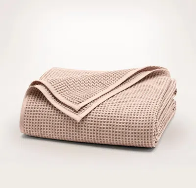 Boll & Branch Organic Waffle Bed Blanket In Dusty Rose