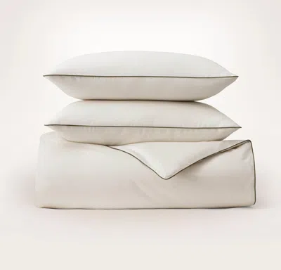 Boll & Branch Percale Embellished Duvet Set In Neutral