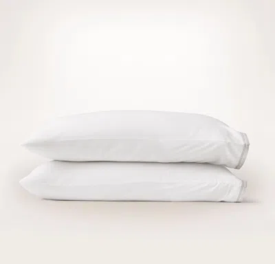Boll & Branch Percale Embellished Pillowcase Set In White